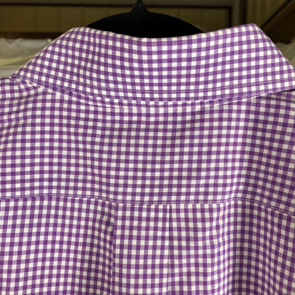 LAUREN Ralph Lauren Mens 17 1/2-32/33 Purple Check Classic Fit Non Iron Shirt - Picture 9 of 13